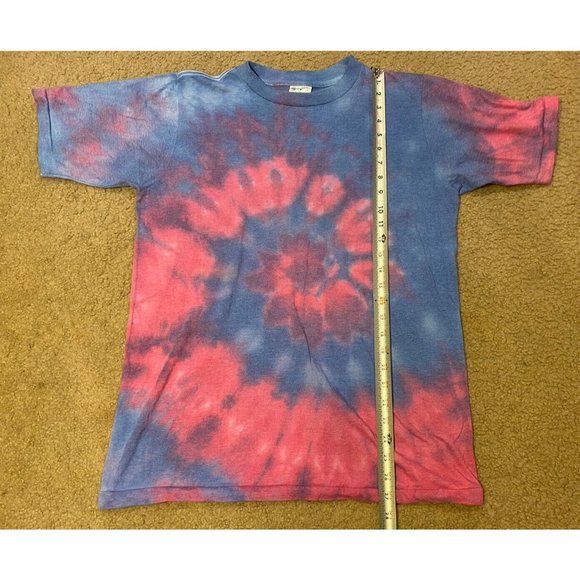 VTG Single Stitch Pink Blue Tie Dye Short Sleeve T Shirt Made In USA Size Medium - Picture 4 of 6